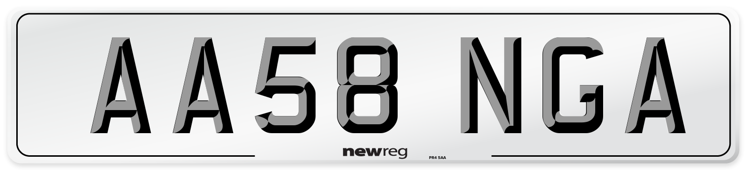 AA58 NGA Number Plate from New Reg